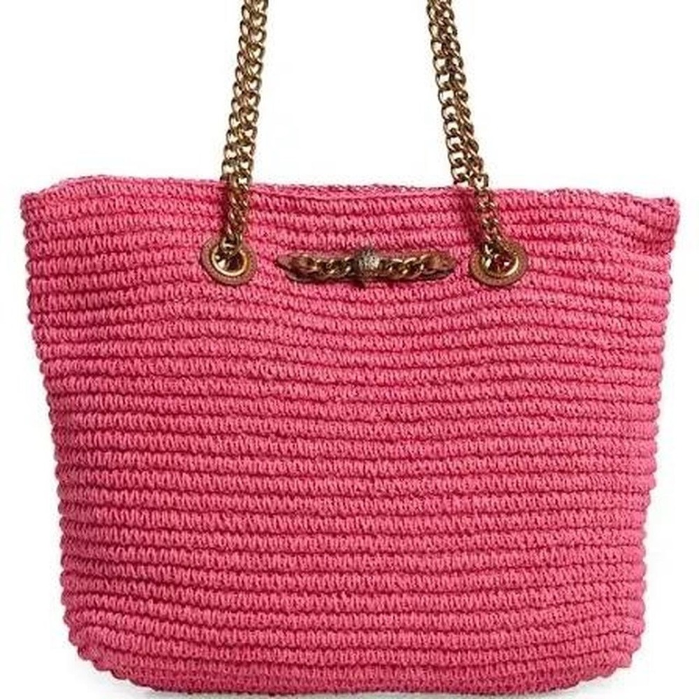Kurt Geiger pink raffia large tote bag 💗